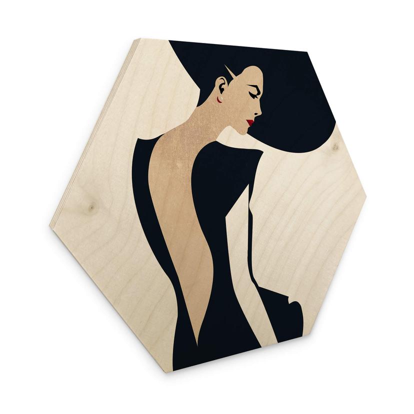 Hexagone - Placage bois de bouleau Kubistika - La dame en robe noire