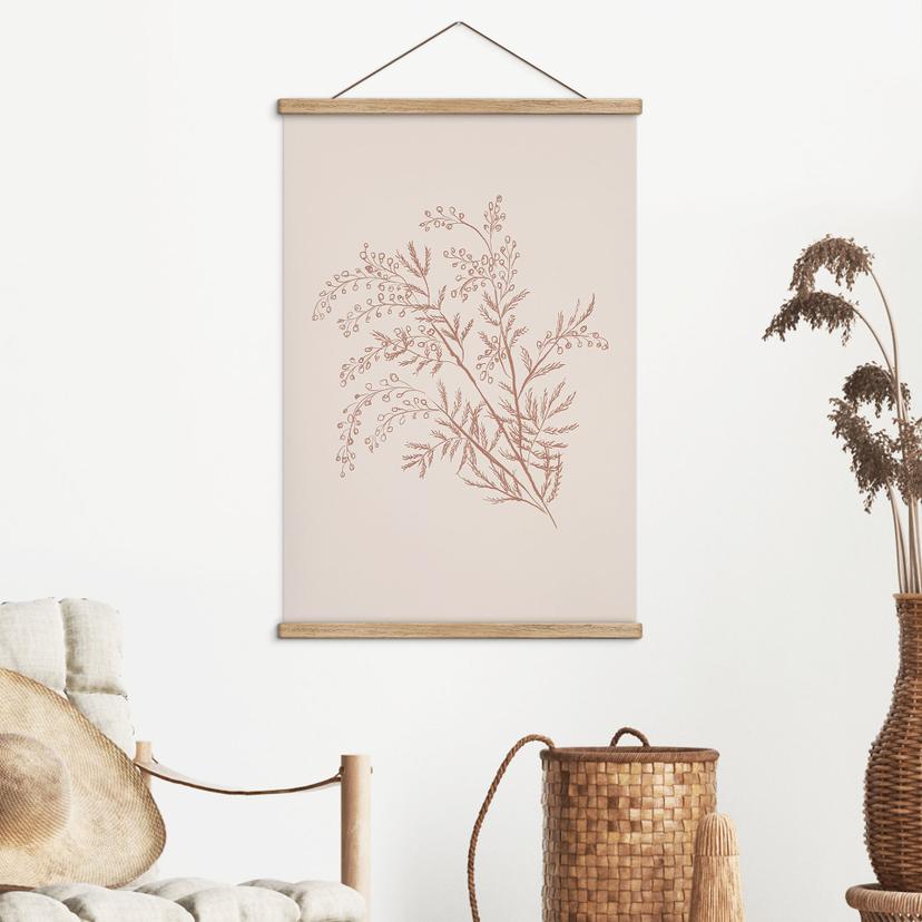 Textil poster Gren av akacia i moccafärger - Illustration av anis