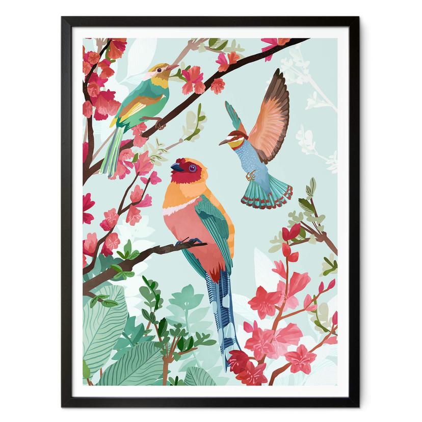 Póster Goed Blauw - Pájaros en verano