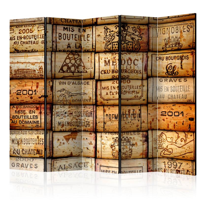 Paravent Séparation de pièce - Route des vins , 5 pièces - 225x172 cm