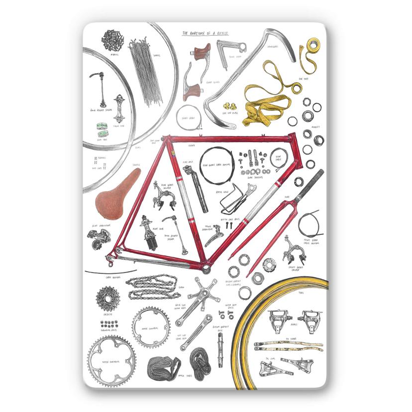 Tableau en verre Sparshott - Les composantes d'une bicyclette