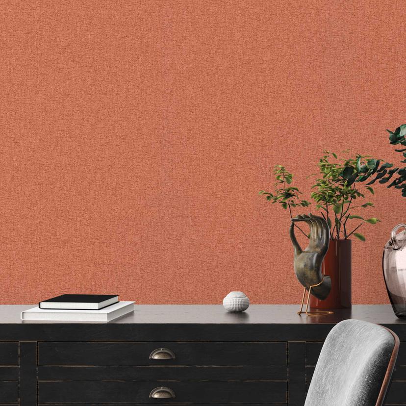 ensfarvet tekstureret peel and stick tapet rød orange - tapet med stoflook