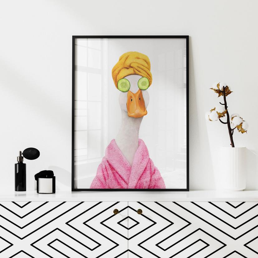 Poster Grappige Wellness Eend met Komkommermasker - Korenkova