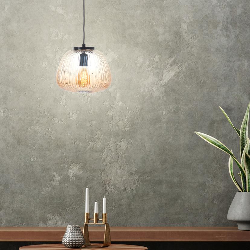 Pendelleuchte Junis, braun, 176 x 25 cm, Glas Pendelleuchte