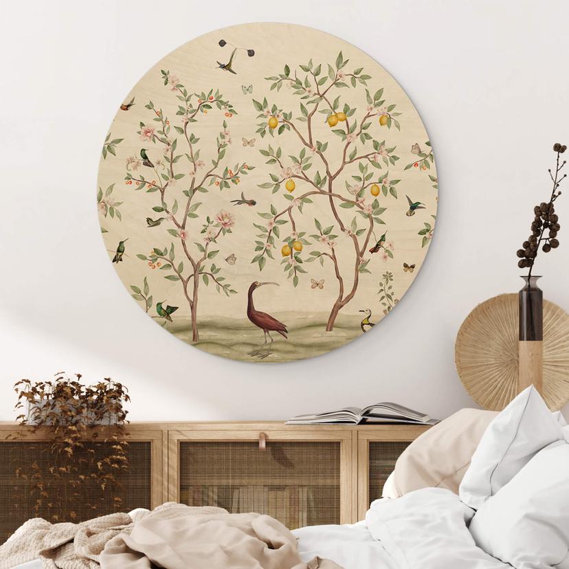Trätavla Sir Edward - Citronträd Chinoiserie - Rund