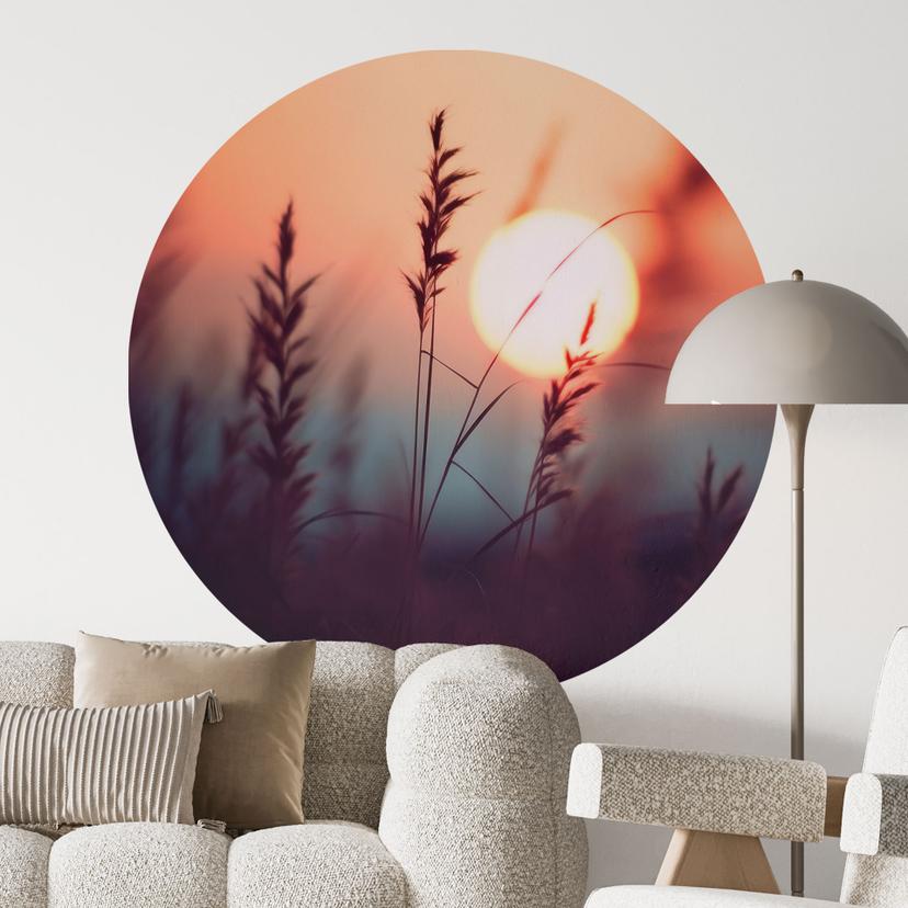 Vinilo decorativo de naturaleza Hierbas a la luz del sol - Treechild - Redondo