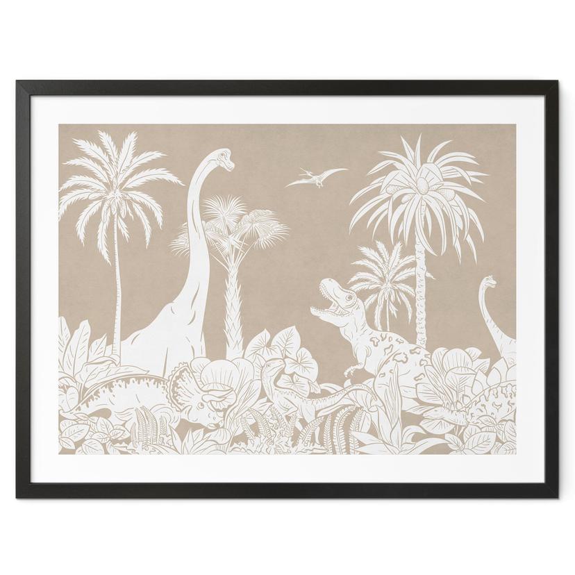 Póster Dinosaurios en la jungla salvaje - Marrón - Kikki Belle