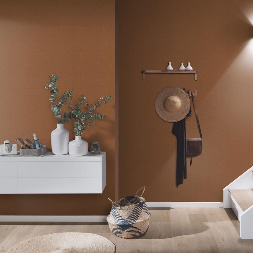 Ikke-vævet tapet WOVEN Elle Decoration 4, terracotta