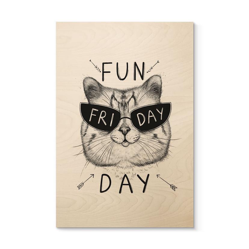 Billedkat i træ med solbriller - Fun Friday Cat - Korenkova