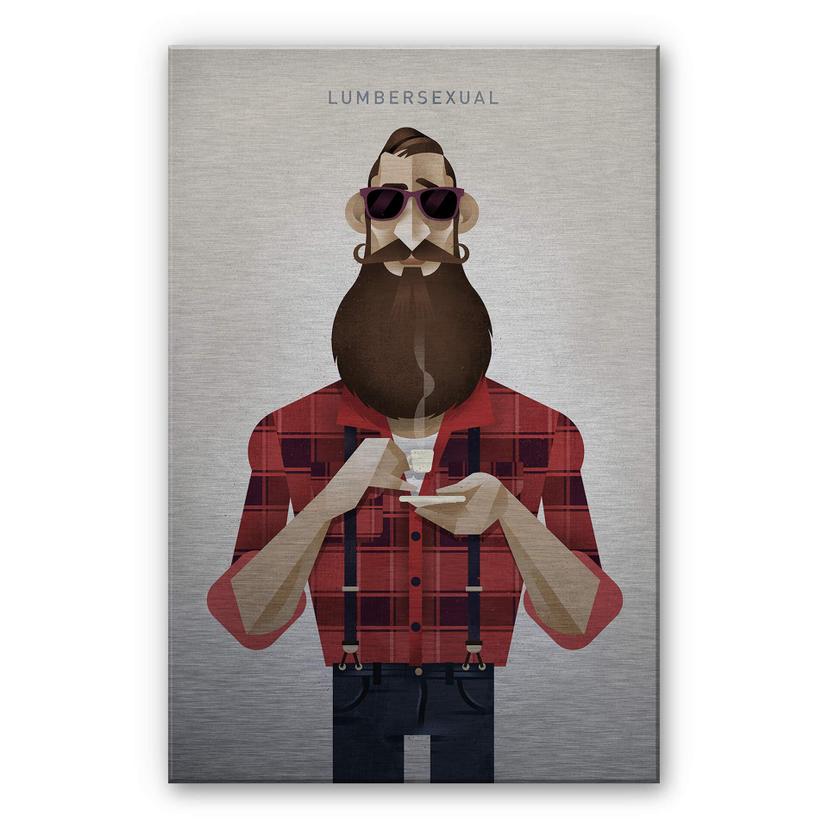 Dibond Schilderij met zilver effect Braun - Lumbersexual