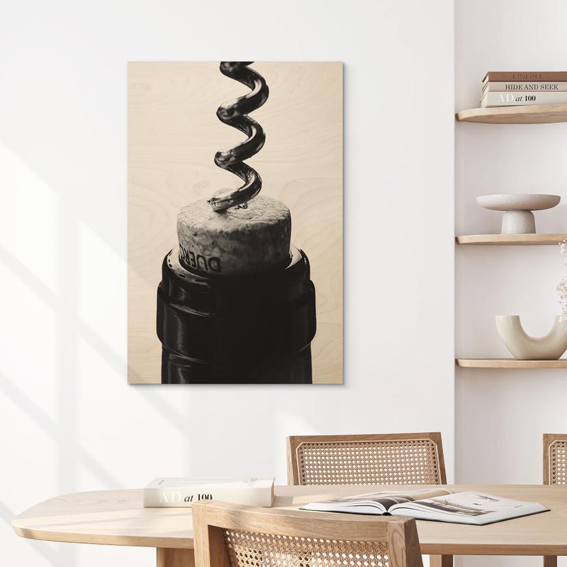 Stampa su legno Vino con cavatappi - Pictufy Studio