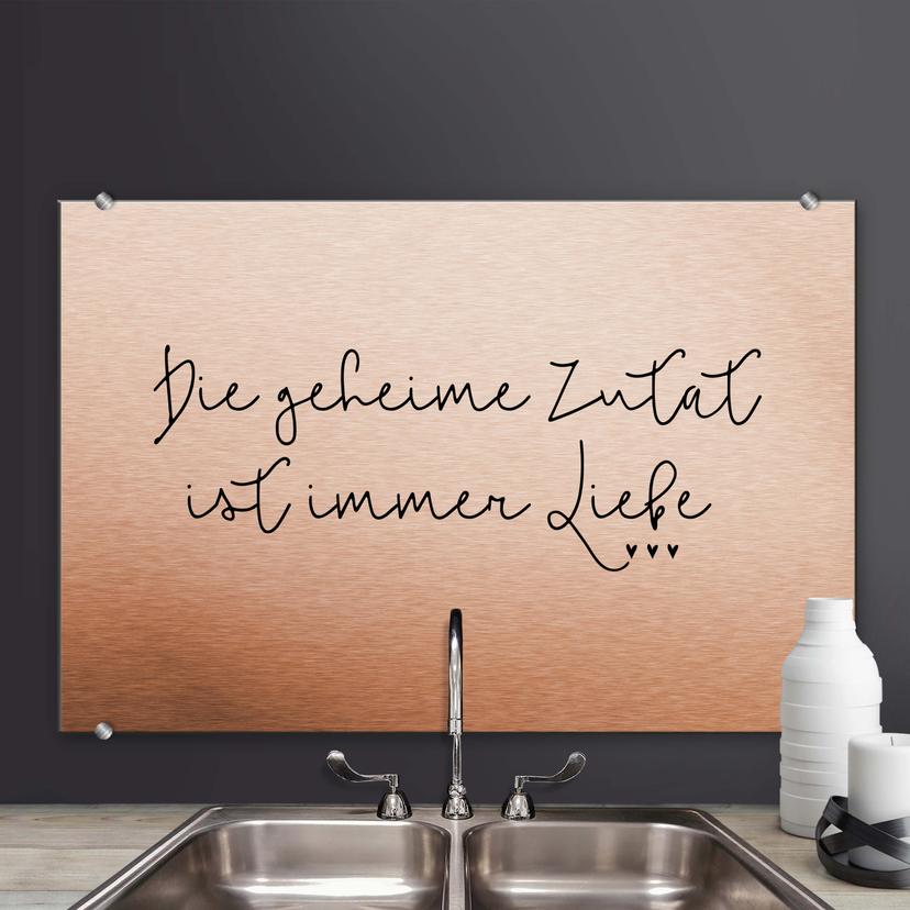 Stænkplade - Die geheime Zutat ist immer Liebe - AluDibond
