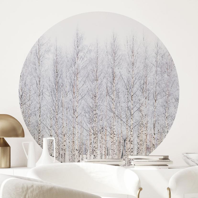Wallsticker Birkeskov om vinteren - EMELIEmaria - Rund