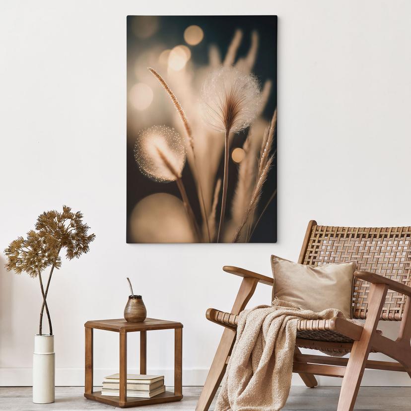 Stampe su tela Erbe Boho in luce dorata - Treechild