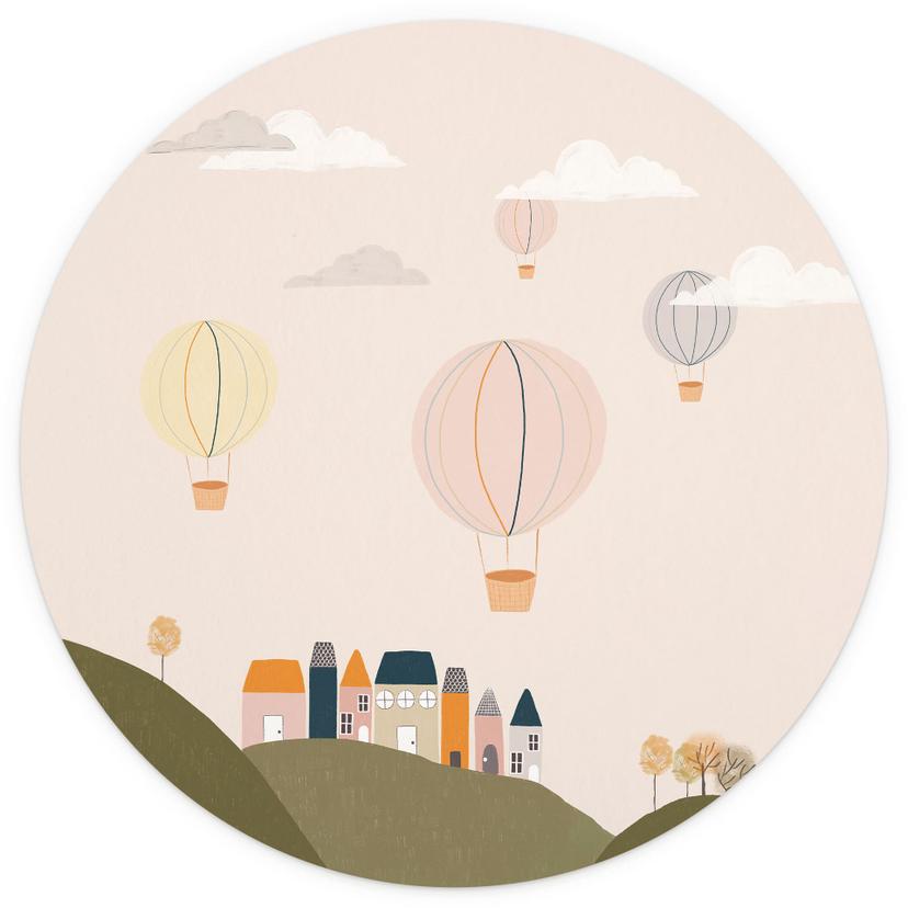 Behangcirkel Kleurrijke heteluchtballonnen in de lucht - Menina Lisboa - vliesbehang/zelfklevend vliesbehan