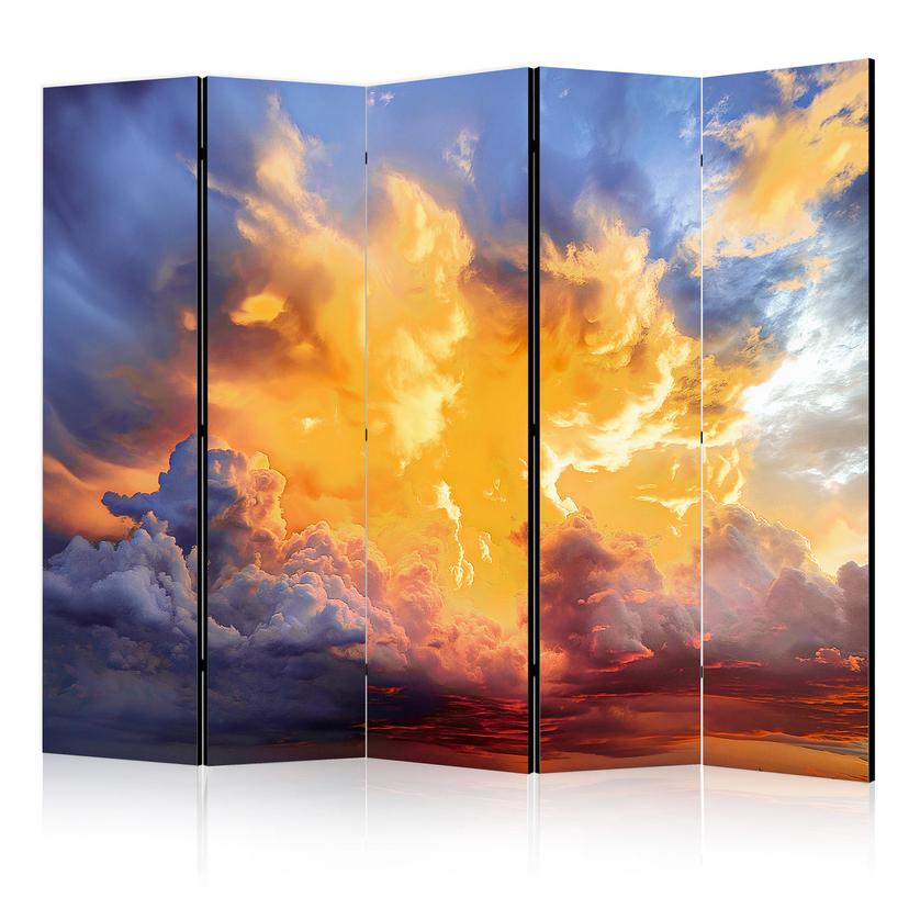 Paravent, Raumteiler freistehend, Trennwand - Beautiful Sunset - Clouds in Warm Tones, 5-teilig - 22