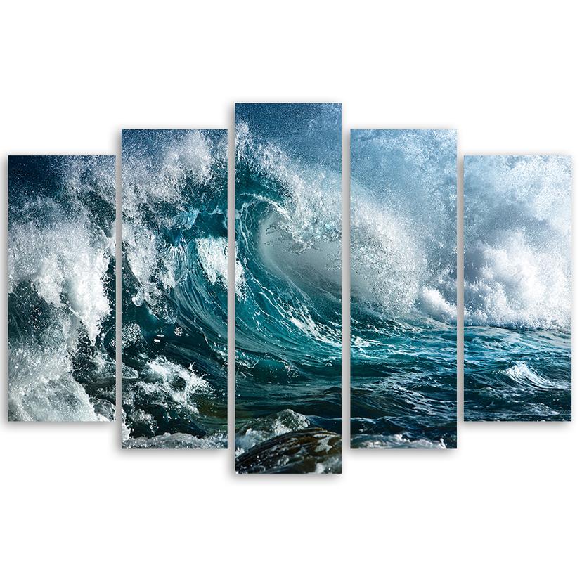 Stampa su tela 5 pezzi Mare Oceano Onde