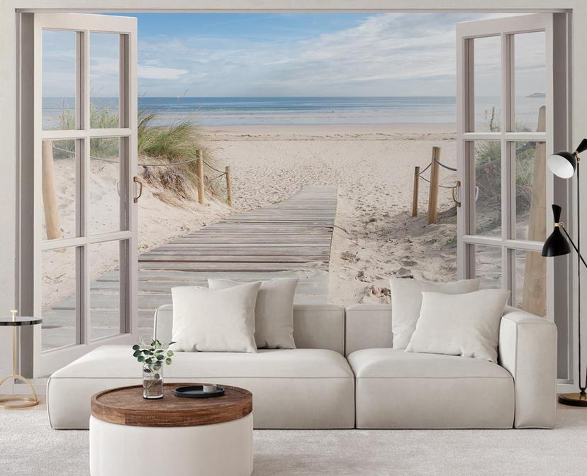 Fototapete Fensterblick Strand Meer Natur