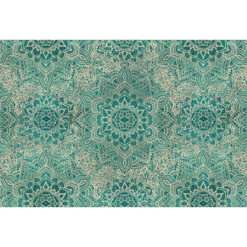 Ornament Mandala Boho Guld-grön Fototapet - Bloomery Decor