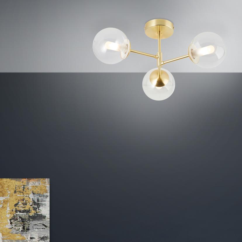 Deckenleuchte Henri, gold, 49 x 21 cm, Glas Innenleuchte
