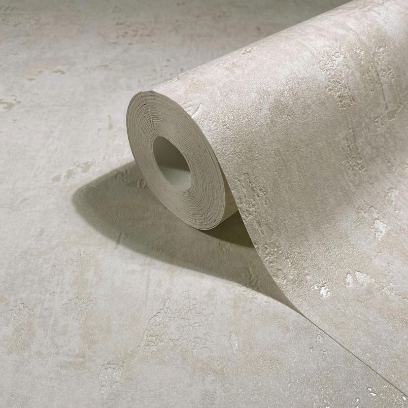 Papel pintado no tejido hormigón, yeso liso aspecto liso en beige