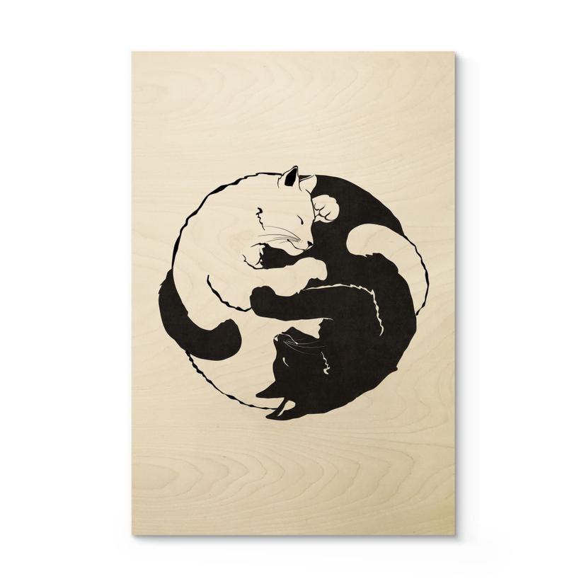 Billede af træ katte Ying & Yang - Tunaboylu