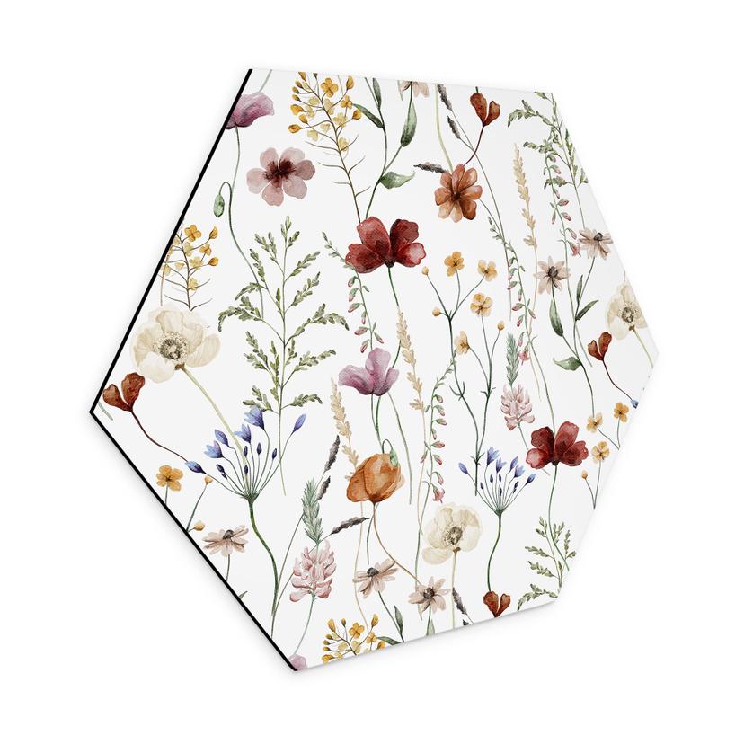 Hexagon Dibond Farverige vilde blomster - UN Designs