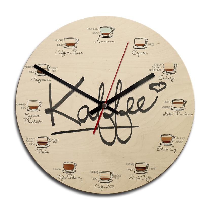 Horloge murale en bois - Sortes de café