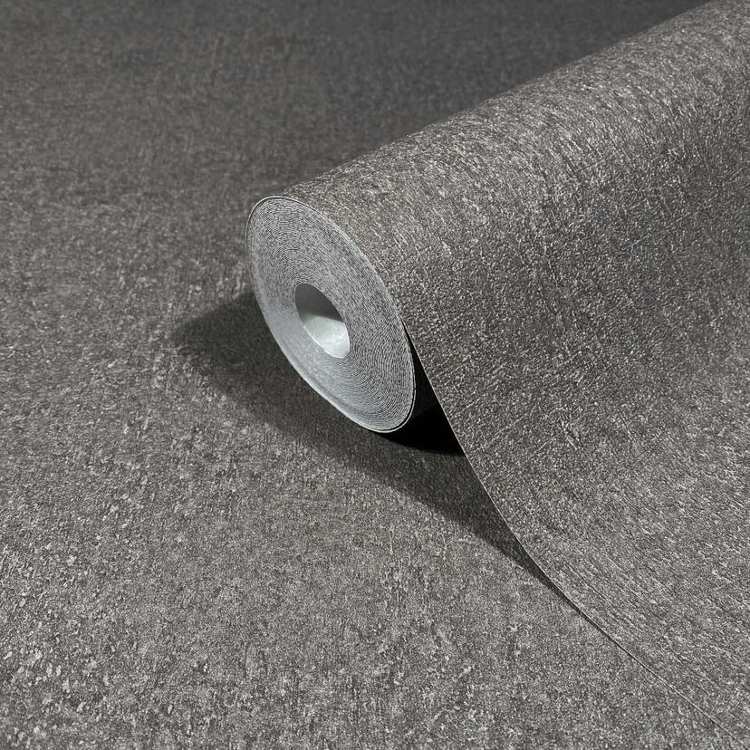 Non-woven tapet i grått strukturerat gipsutseende slätt