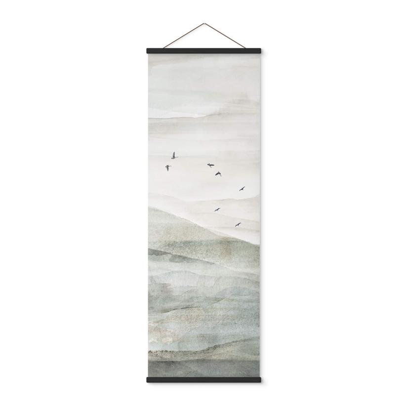 Textielposter Mistig berglandschap Aquarel - Ms Tiff - Panorama