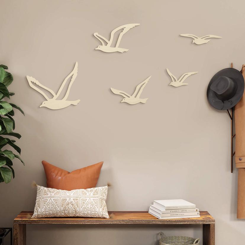 Decoración en madera pájaros gaviotas - madera de álamo (5 piezas)