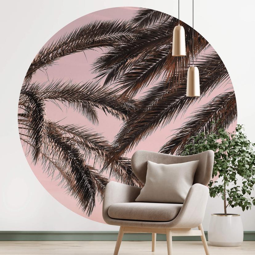 Fototapet - Rundt 1X Studio - Palms - vliesetapet/selvklæbende non-woven tapet