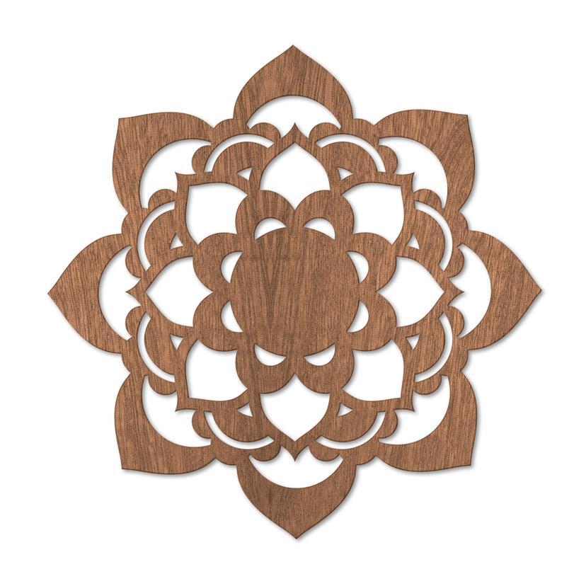 Väggdekorationer i trä mahogny - Mandala Lotus