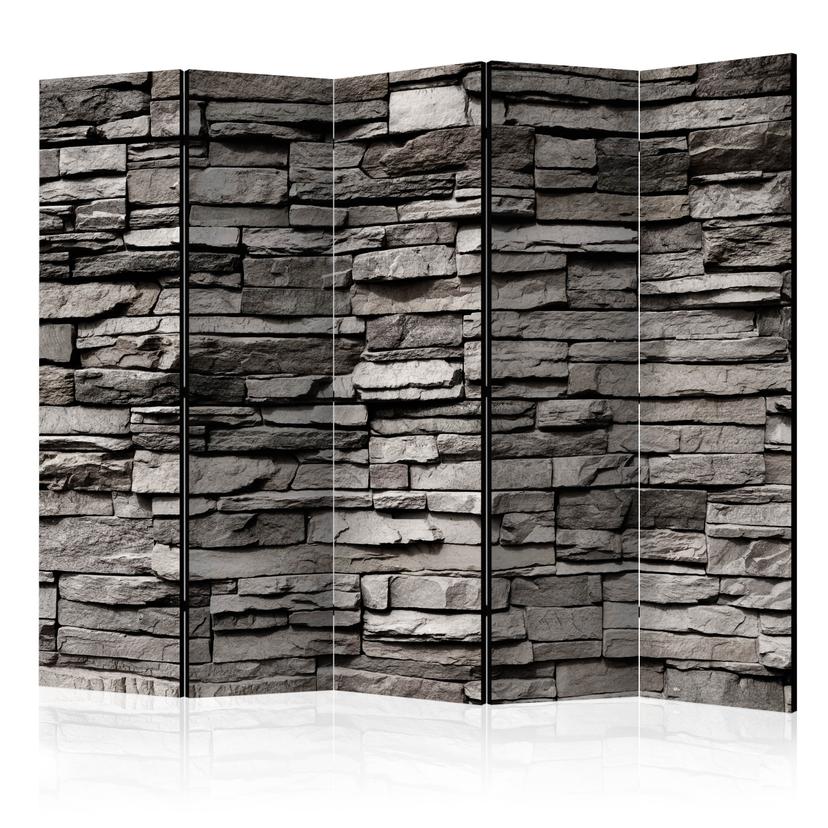 Paravent Séparation de pièce - façade en pierre , 5 pièces - 225x172 cm