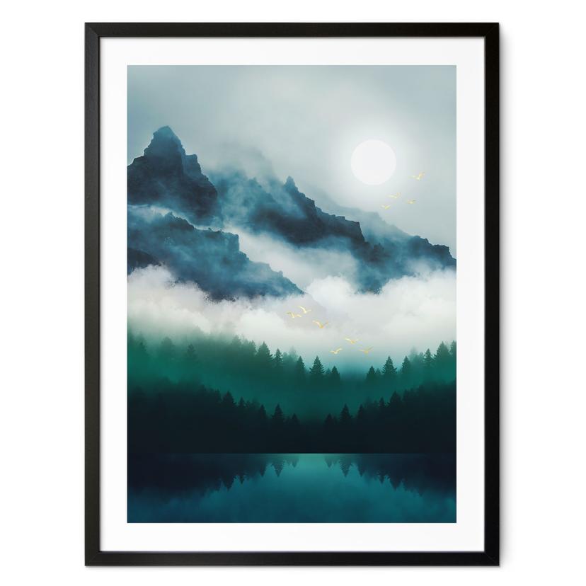 Póster Paisaje nocturno con niebla - SpaceFrog Designs