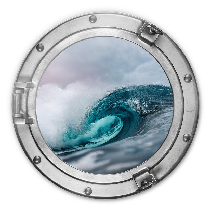 Glasschilderij rond 3D optiek - Roaring Sea