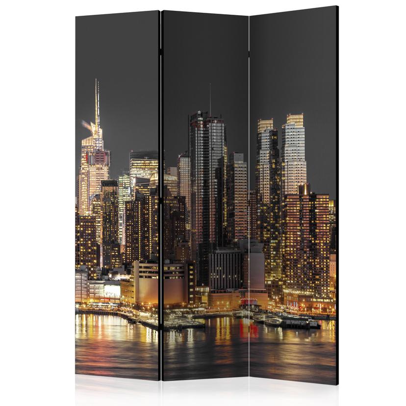 Screen room divider - New York i skumringen, 3-delt - 135x172 cm