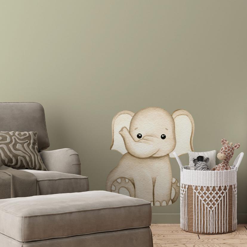 Zittende olifant Muursticker