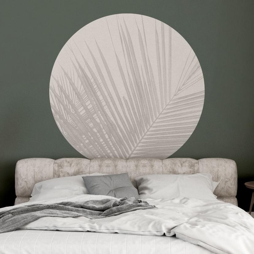 Vinilo decorativo de hojas de palmera con aspecto de lino - Bloomery Decor - Redondo