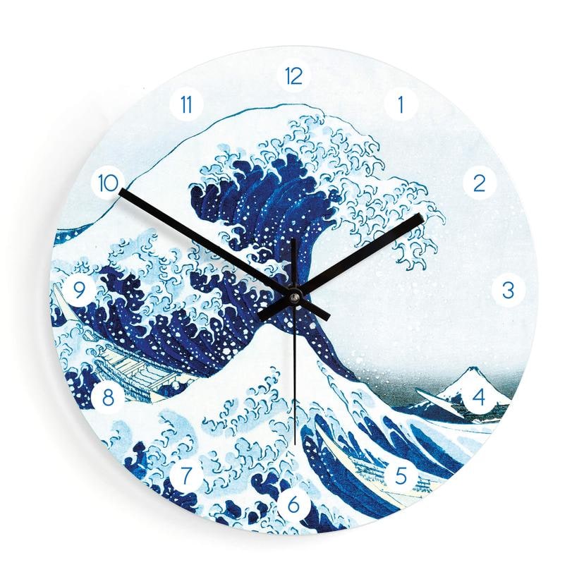 Wanduhr aus Glas - Hokusai - Die große Welle Ø30 cm
