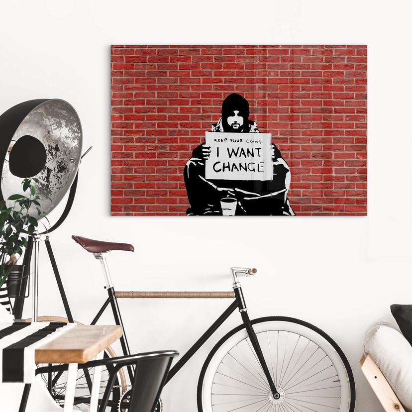 Stampa su vetro acrilico Banksy - Monete da conservare