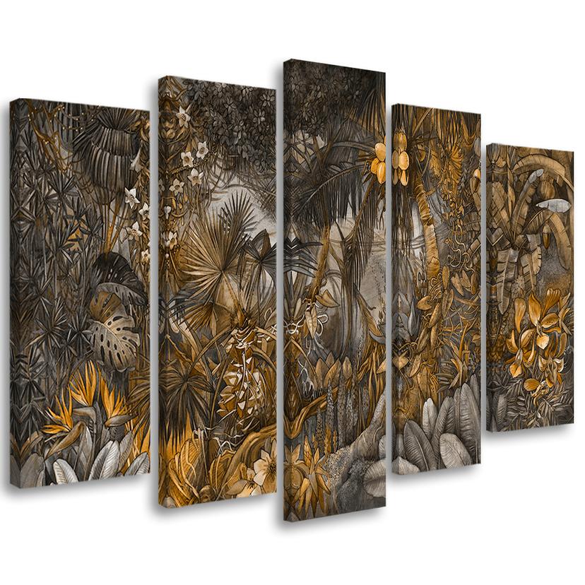 5 stykke lærredstryk Deep Jungle