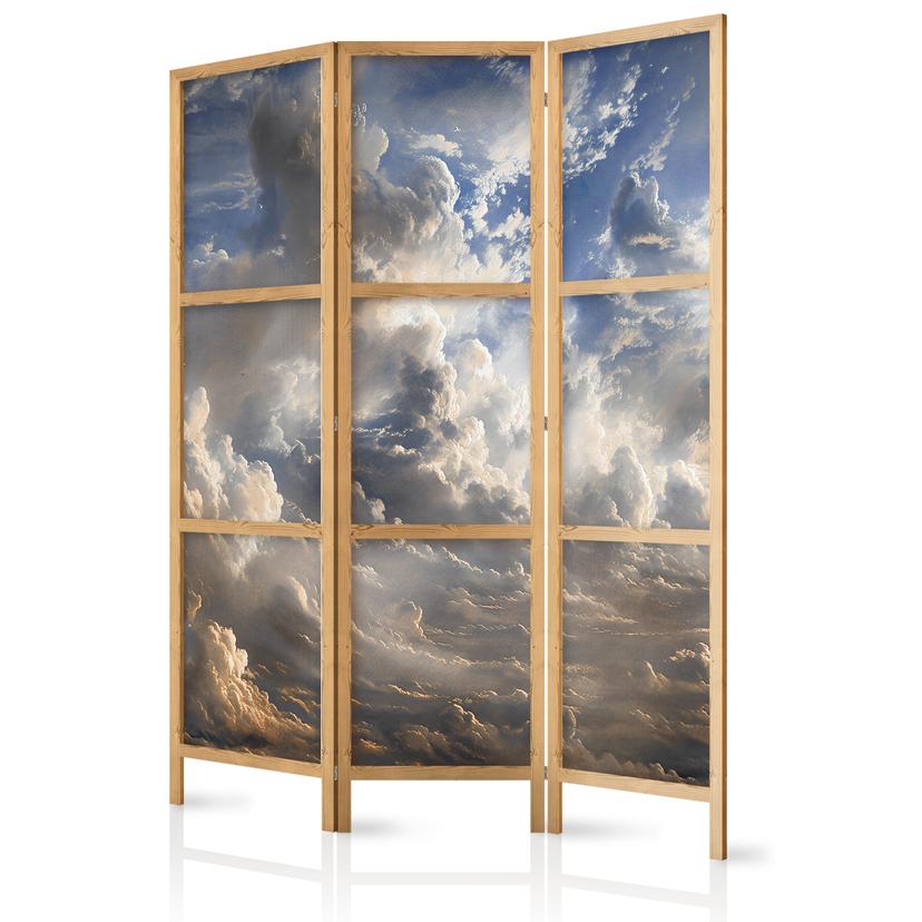 Japanischer Paravent, Raumteiler freistehend, Trennwand - Golden Reflections on Clouds Foretelling D