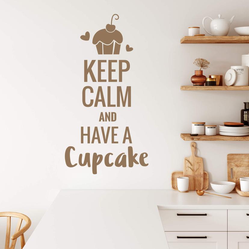 Muursticker Keep calm and have a cupcake