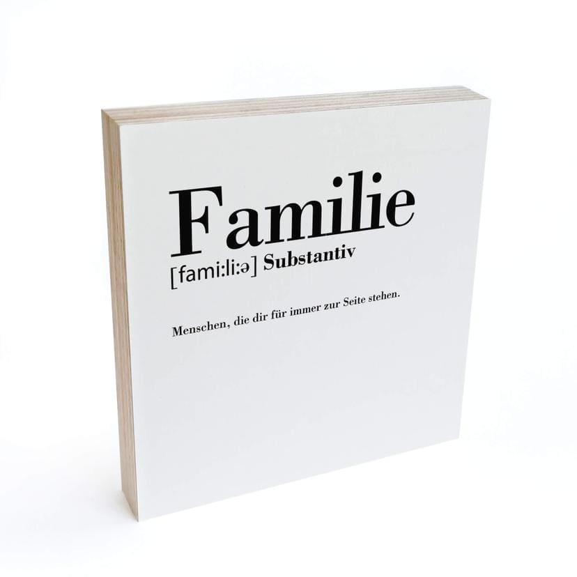 Holzbild zum Hinstellen - Grammatik - Familie - 15x15 cm