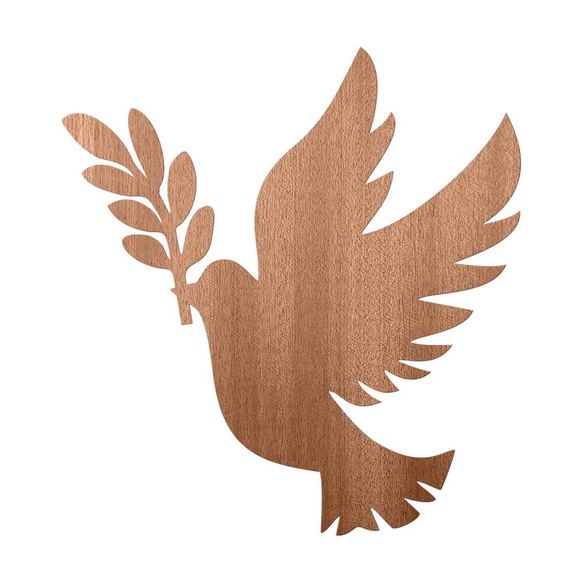Décoration en bois placage acajou Oiseau - Colombe de la paix