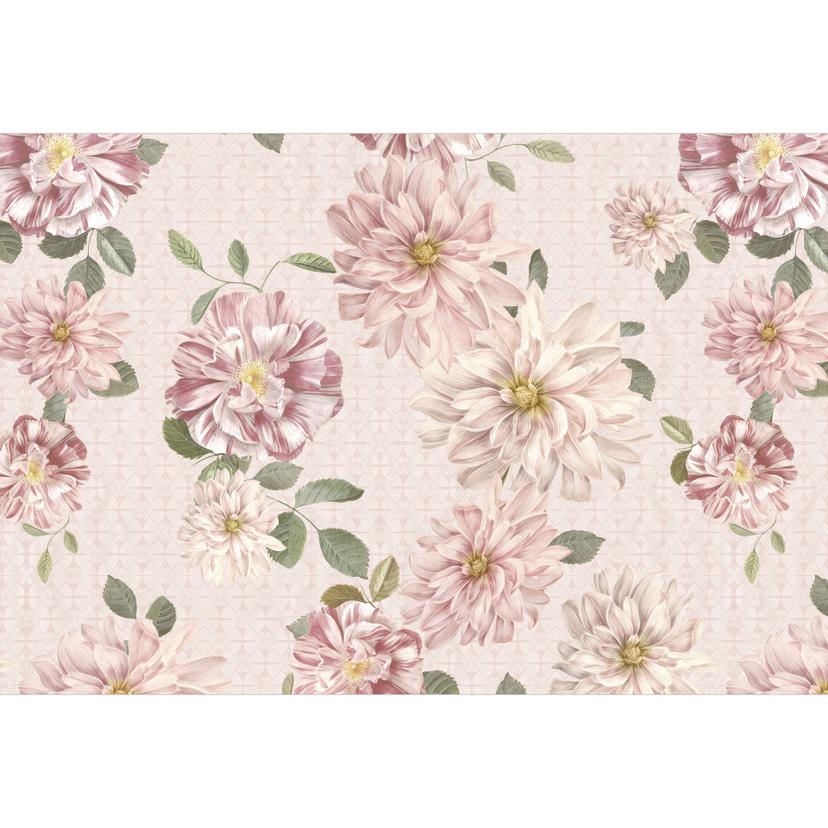 Blommig Fototapet dahlior shabby chic rosa - Bloomery Decor