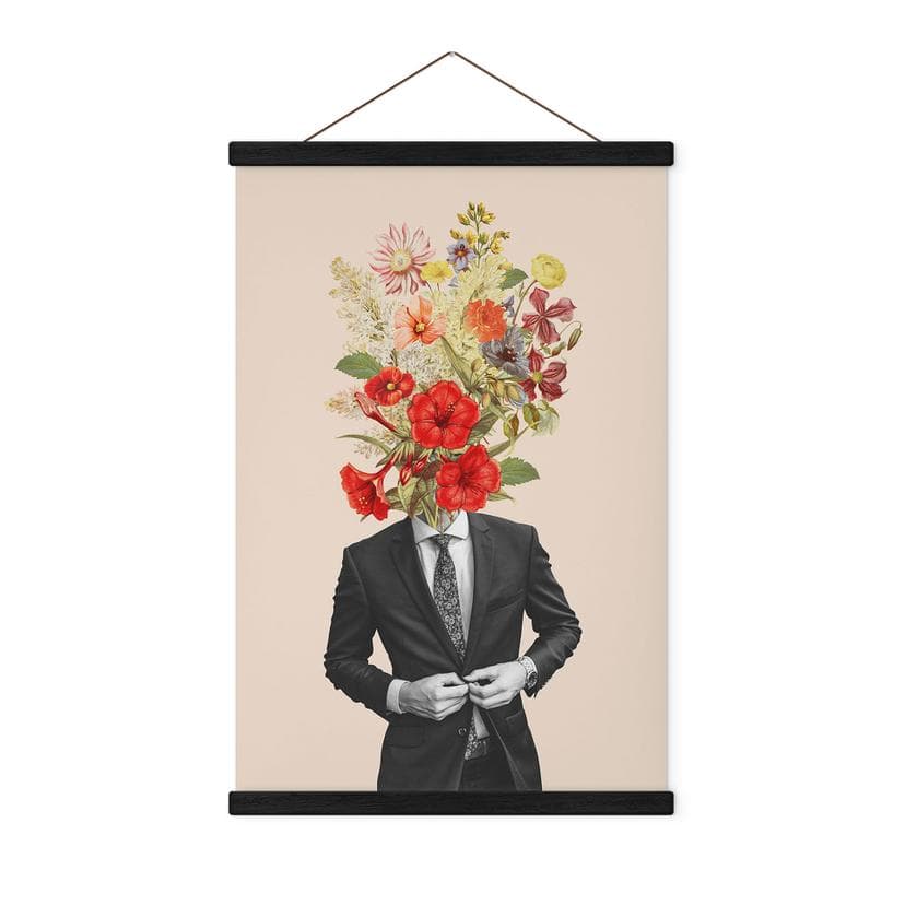 Tekstil plakat mand i jakkesæt med vilde blomster - Frida Floral Studio