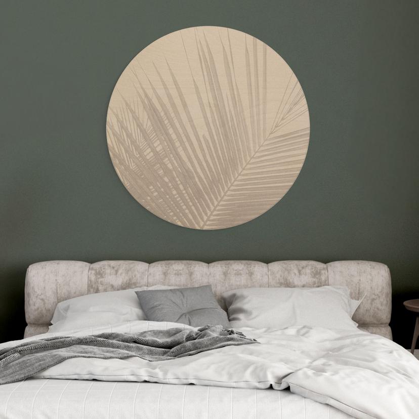 Stampa su legno di foglie di palma in lino - Bloomery Decor - Rotondo