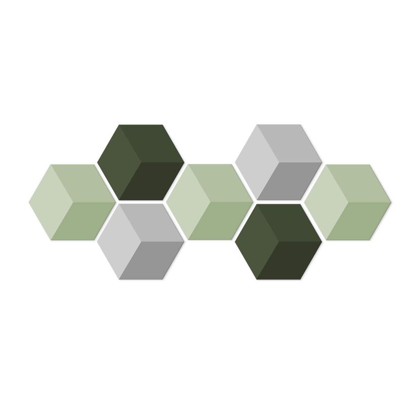 Esagoni 3D Alu-Dibond Set verde (Set n.7)